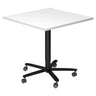 Système de tables conférence BISTRO 88Q D avec plateau blanc et piètement étoile noir sur roulettes de hjh OFFICE PRO