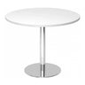 Table de conférence ronde BISTRO F100R C avec plateau blanc et pied chromé de hjh OFFICE PRO