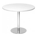 Table de conférence ronde BISTRO F100R C avec plateau blanc et pied chromé de hjh OFFICE PRO