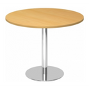 Table conférence Système ronde BISTRO F100R C avec plateau en hêtre et un pied central chromé de hjh OFFICE PRO
