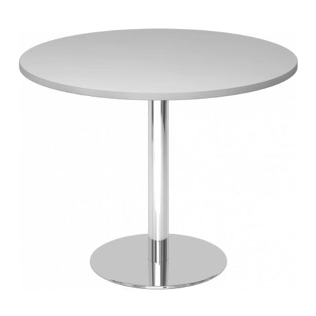 Table de conférence Système ronde BISTRO F100R C avec plateau gris et pied chromé de hjh OFFICE PRO