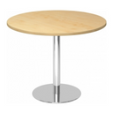 Table de conférence ronde système BISTRO F100R C avec plateau en érable et pied chromé de hjh OFFICE PRO