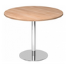 Table de conférence ronde Système BISTRO F100R C avec plateau en noyer et pied chromé de hjh OFFICE PRO
