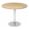 Table de conférence ronde BISTRO F100R C avec plateau en chêne et pied chromé brillant de hjh OFFICE PRO