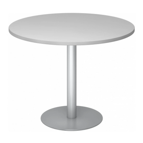 Table conférence Système ronde BISTRO F100R S en gris argenté avec pied central de hjh OFFICE PRO