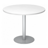 Table de conférence ronde BISTRO F100R S avec plateau blanc et pied argenté de hjh OFFICE PRO