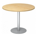 Table conférence ronde BISTRO F100R S avec plateau en bois d'érable et pied argenté de hjh OFFICE PRO