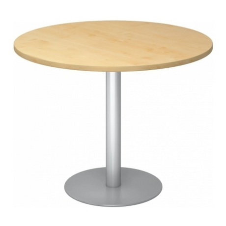 Table conférence ronde BISTRO F100R S avec plateau en bois d'érable et pied argenté de hjh OFFICE PRO