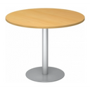 Table de conférence ronde BISTRO F100R S aspect hêtre avec pied argenté de hjh OFFICE PRO