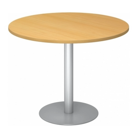 Table de conférence ronde BISTRO F100R S aspect hêtre avec pied argenté de hjh OFFICE PRO