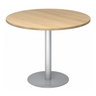 Table conférence Système ronde BISTRO F100R S avec plateau effet chêne clair et pied argenté de hjh OFFICE PRO