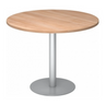 Table de conférence ronde BISTRO F100R S avec plateau en bois clair et pied argenté de hjh OFFICE PRO