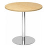 Table de conférence ronde BISTRO F80R C avec surface en érable clair et pied chromé de hjh OFFICE PRO