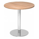 Table de conférence ronde BISTRO F80R C avec plateau en bois de noyer et pied chromé de hjh OFFICE PRO