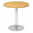 Table de conférence ronde BISTRO F80R C avec plateau en hêtre et pied chromé de hjh OFFICE PRO