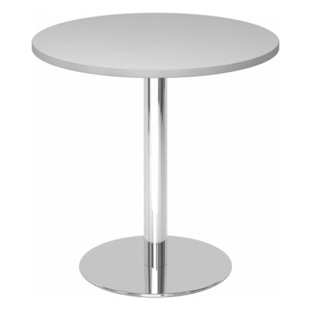 Table conférence Système BISTRO F80R C ronde en gris avec un pied central chromé de hjh OFFICE PRO