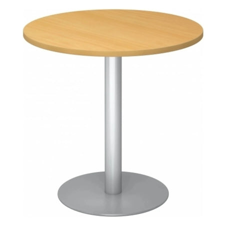 Table de conférence ronde BISTRO F80R S avec plateau en hêtre et pied argenté de hjh OFFICE PRO