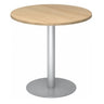 Table conférence ronde Système BISTRO F80R S avec plateau en chêne et pied argenté de hjh OFFICE PRO