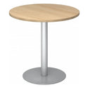 Table conférence ronde Système BISTRO F80R S avec plateau en chêne et pied argenté de hjh OFFICE PRO