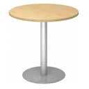 Table de conférence Système ronde BISTRO F80R S avec plateau en bois d'érable et pied argenté de hjh OFFICE PRO