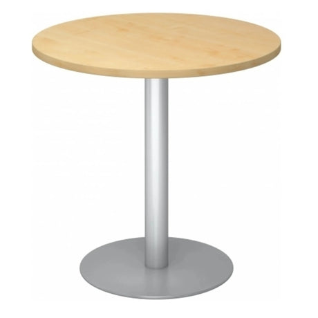 Table de conférence Système ronde BISTRO F80R S avec plateau en bois d'érable et pied argenté de hjh OFFICE PRO