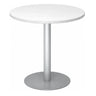 Table conférence Système ronde BISTRO F80R S avec plateau blanc et pied argenté de hjh OFFICE PRO