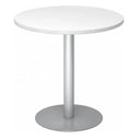 Table conférence Système ronde BISTRO F80R S avec plateau blanc et pied argenté de hjh OFFICE PRO