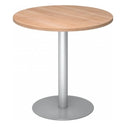 Table conférence Système ronde BISTRO F80R S avec plateau brun noyer et pied argenté de hjh OFFICE PRO