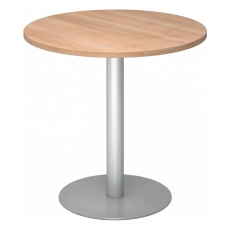 Table conférence Système ronde BISTRO F80R S avec plateau brun noyer et pied argenté de hjh OFFICE PRO
