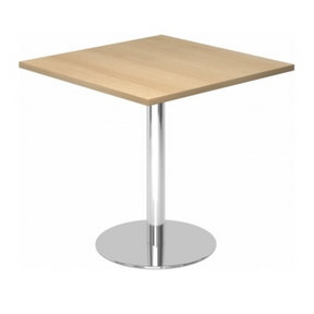 Table conférence carrée BISTRO F88Q C avec plateau en chêne et pied chromé de hjh OFFICE PRO