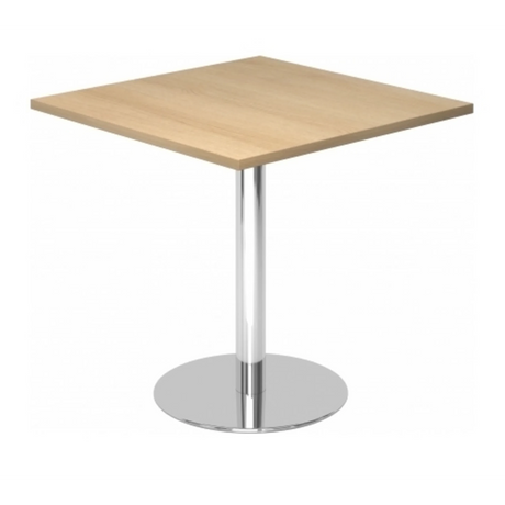Table conférence carrée BISTRO F88Q C avec plateau en chêne et pied chromé de hjh OFFICE PRO