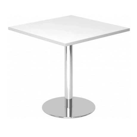 Table conférence Système BISTRO F88Q C carrée avec plateau blanc et pied chromé de hjh OFFICE PRO