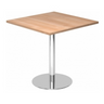 Système de tables conférence BISTRO F88Q C avec plateau carré en noyer et pied rond en chrome de hjh OFFICE PRO