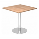 Système de tables conférence BISTRO F88Q C avec plateau carré en noyer et pied rond en chrome de hjh OFFICE PRO