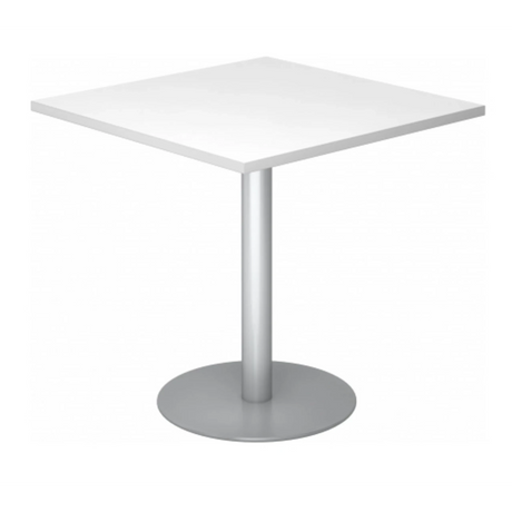 Système de tables conférence BISTRO F88Q S avec plateau blanc et pied argenté de hjh OFFICE PRO