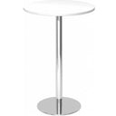 Système de tables conférence BISTRO H80R C avec plateau rond blanc et pied chromé de hjh OFFICE PRO