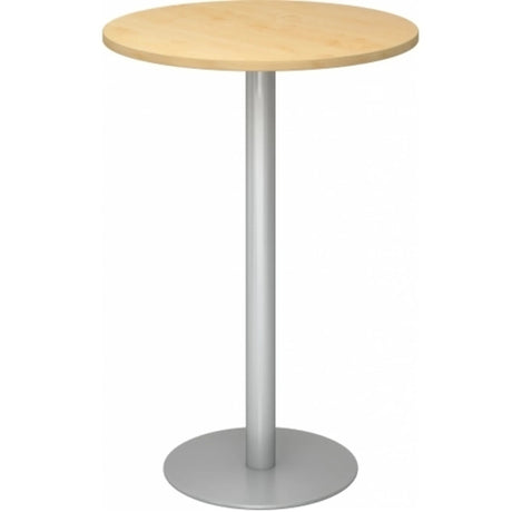 Système de tables conférence BISTRO H80R S avec plateau rond en bois d'érable et pied argenté de hjh OFFICE PRO