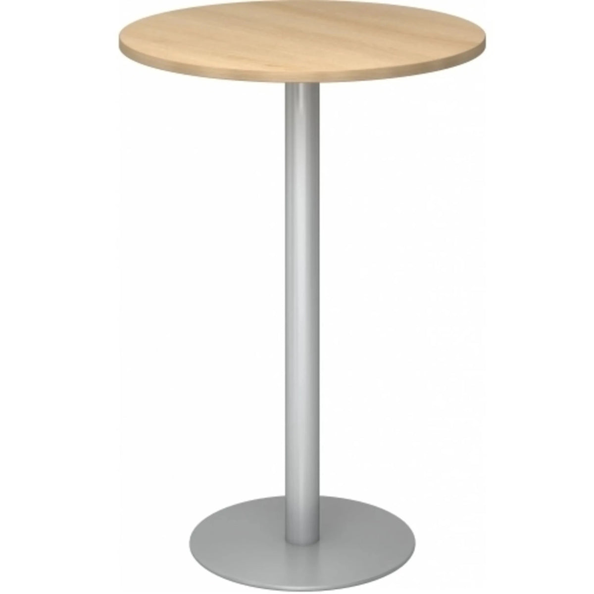 Table de conférence ronde BISTRO H80R S avec plateau en chêne clair et pied argenté de hjh OFFICE PRO