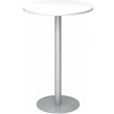 Table de conférence Système ronde BISTRO H80R S avec plateau blanc et pied argenté de hjh OFFICE PRO