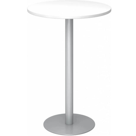 Table de conférence Système ronde BISTRO H80R S avec plateau blanc et pied argenté de hjh OFFICE PRO