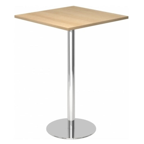 Système de tables conférence BISTRO H88Q C avec plateau carré en chêne et pied chromé de hjh OFFICE PRO