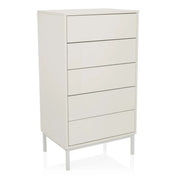 Commode blanche BJORDAL avec cinq tiroirs et pieds métalliques fins de hjh LIVING