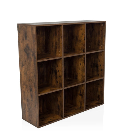 Étagère BJORKE aspect chêne fumé avec neuf niches carrées ouvertes de hjh LIVING