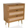 Commode BOHEO K en chêne avec trois tiroirs et façades en cannage viennois de hjh LIVING