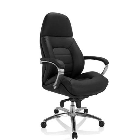 Siège pivotant BRENTON XXL noir avec revêtement en cuir et piètement en étoile brillant de hjh OFFICE