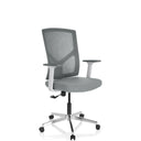 Siège de bureau à domicile BRETON BASE W gris avec dossier en maille et pied en étoile argenté de hjh OFFICE
