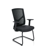 Chaises cantilever BRETON V B noires avec dossier en maille et accoudoirs de hjh OFFICE