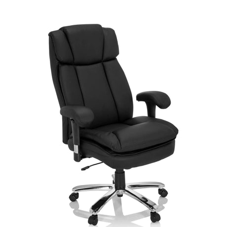 Siège pivotant BUILDER XXL I en similicuir noir avec accoudoirs et pied en étoile de hjh OFFICE