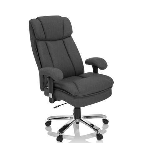 Siège pivotant BUILDER XXL I avec revêtement en tissu gris foncé et pied en étoile brillant de hjh OFFICE