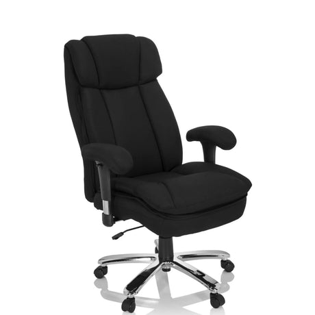 Siège pivotant BUILDER XXL I avec revêtement en tissu noir et piètement brillant de hjh OFFICE